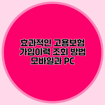 효과적인 고용보험 가입이력 조회 방법 모바일과 PC