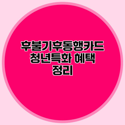 후불기후동행카드 청년특화 혜택 정리