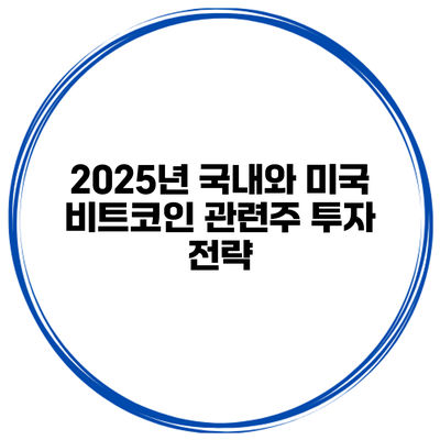 2025년 국내와 미국 비트코인 관련주 투자 전략