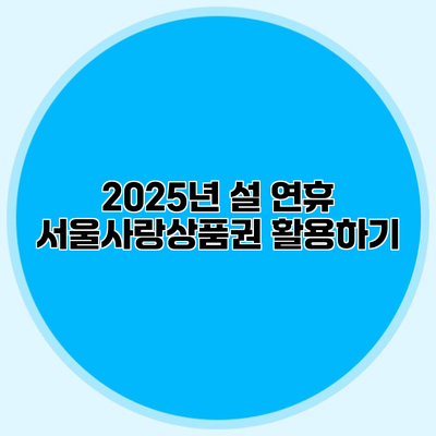 2025년 설 연휴 서울사랑상품권 활용하기
