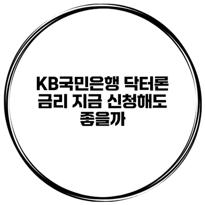 KB국민은행 닥터론 금리 지금 신청해도 좋을까?