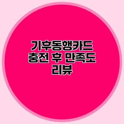 기후동행카드 충전 후 만족도 리뷰