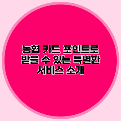 농협 카드 포인트로 받을 수 있는 특별한 서비스 소개