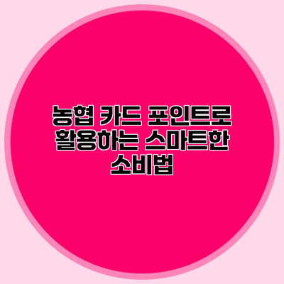 농협 카드 포인트로 활용하는 스마트한 소비법