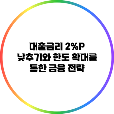 대출금리 2%P 낮추기와 한도 확대를 통한 금융 전략