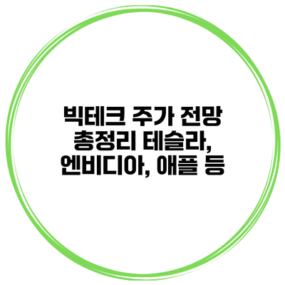 빅테크 주가 전망 총정리 테슬라, 엔비디아, 애플 등