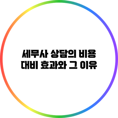 세무사 상담의 비용 대비 효과와 그 이유