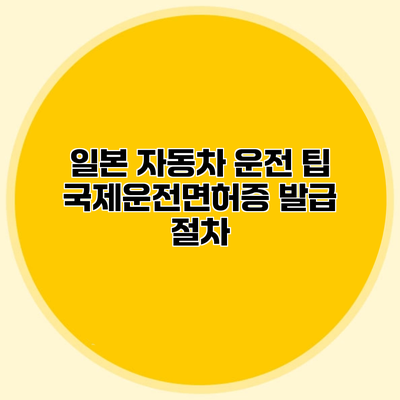 일본 자동차 운전 팁 국제운전면허증 발급 절차
