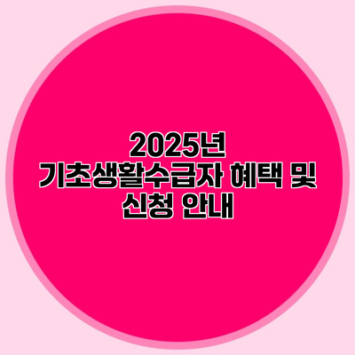 2025년 기초생활수급자 혜택 및 신청 안내