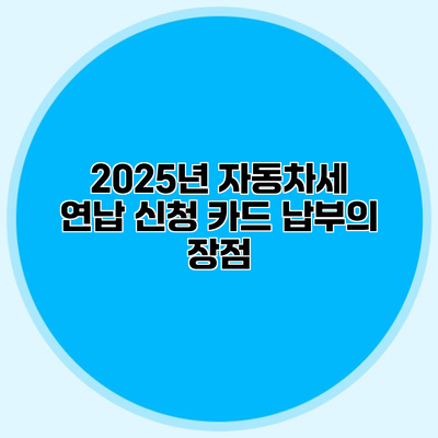 2025년 자동차세 연납 신청 카드 납부의 장점