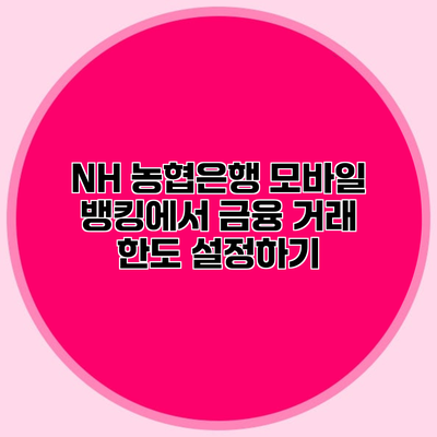 NH 농협은행 모바일 뱅킹에서 금융 거래 한도 설정하기