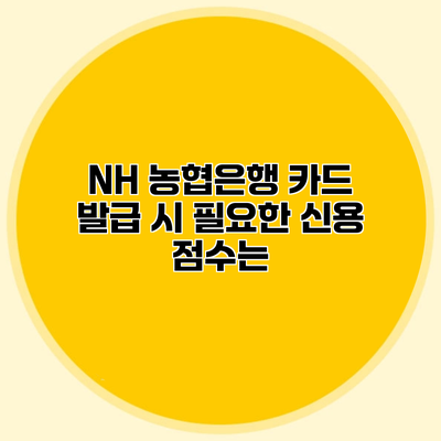 NH 농협은행 카드 발급 시 필요한 신용 점수는?