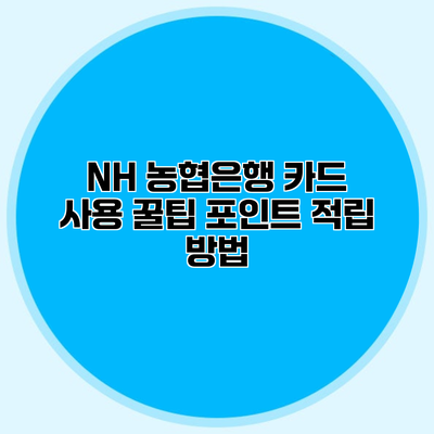 NH 농협은행 카드 사용 꿀팁 포인트 적립 방법