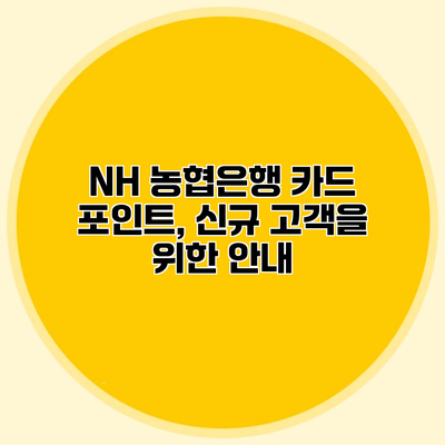 NH 농협은행 카드 포인트, 신규 고객을 위한 안내