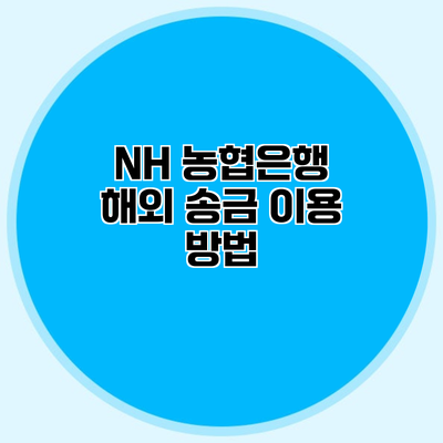 NH 농협은행 해외 송금 이용 방법