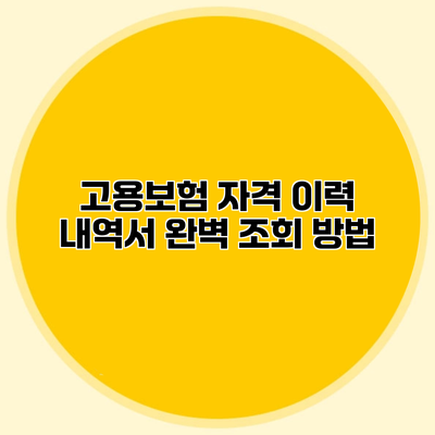 고용보험 자격 이력 내역서 완벽 조회 방법