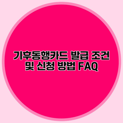기후동행카드 발급 조건 및 신청 방법 FAQ