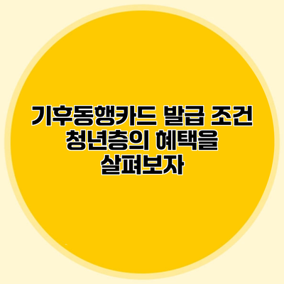 기후동행카드 발급 조건 청년층의 혜택을 살펴보자