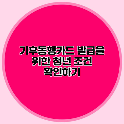 기후동행카드 발급을 위한 청년 조건 확인하기