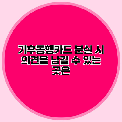 기후동행카드 분실 시 의견을 남길 수 있는 곳은?