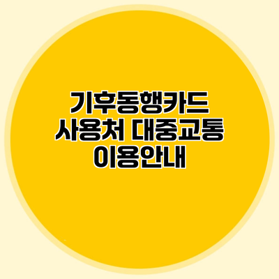 기후동행카드 사용처 대중교통 이용안내