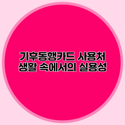 기후동행카드 사용처 생활 속에서의 실용성