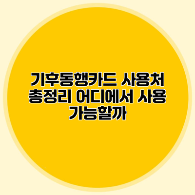 기후동행카드 사용처 총정리 어디에서 사용 가능할까?