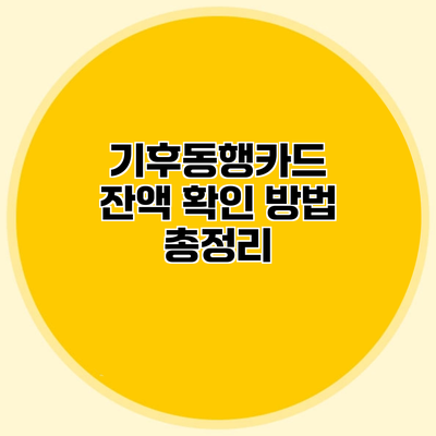 기후동행카드 잔액 확인 방법 총정리