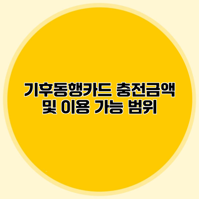 기후동행카드 충전금액 및 이용 가능 범위