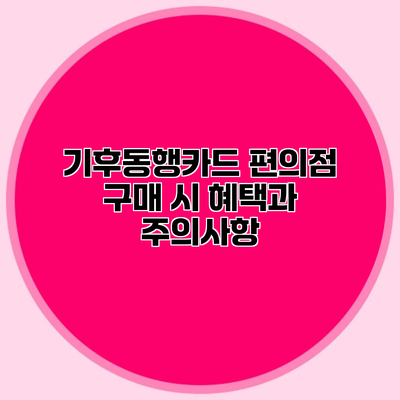 기후동행카드 편의점 구매 시 혜택과 주의사항