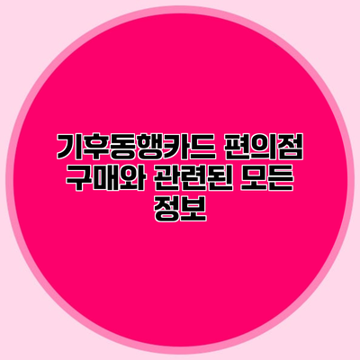 기후동행카드 편의점 구매와 관련된 모든 정보