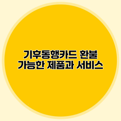 기후동행카드 환불 가능한 제품과 서비스
