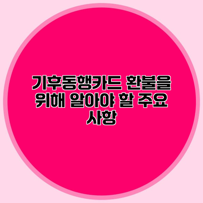 기후동행카드 환불을 위해 알아야 할 주요 사항