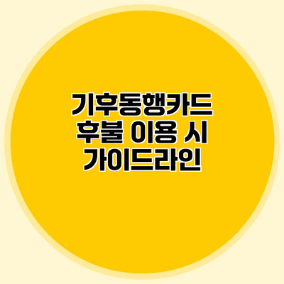 기후동행카드 후불 이용 시 가이드라인