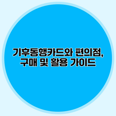 기후동행카드와 편의점, 구매 및 활용 가이드