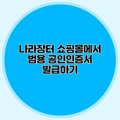 나라장터 쇼핑몰에서 범용 공인인증서 발급하기