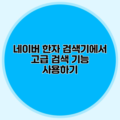 네이버 한자 검색기에서 고급 검색 기능 사용하기