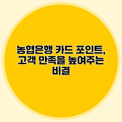 농협은행 카드 포인트, 고객 만족을 높여주는 비결