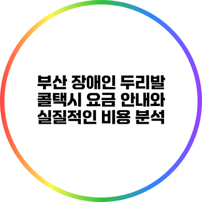 부산 장애인 두리발 콜택시 요금 안내와 실질적인 비용 분석