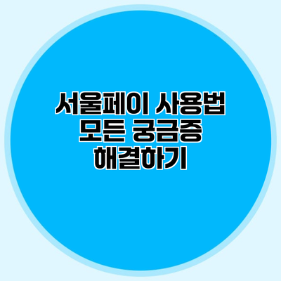 서울페이 사용법 모든 궁금증 해결하기