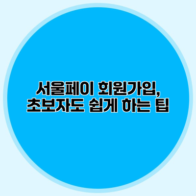 서울페이 회원가입, 초보자도 쉽게 하는 팁