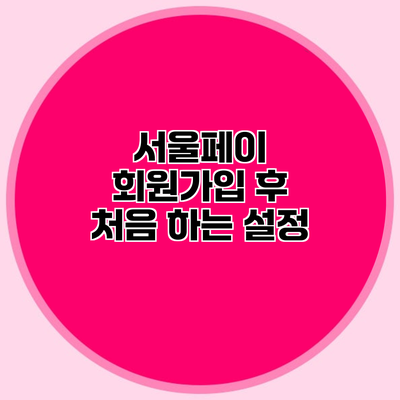 서울페이 회원가입 후 처음 하는 설정