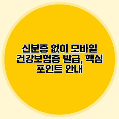 신분증 없이 모바일 건강보험증 발급, 핵심 포인트 안내