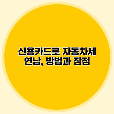 신용카드로 자동차세 연납, 방법과 장점