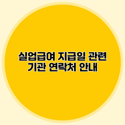 실업급여 지급일 관련 기관 연락처 안내