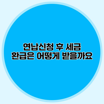 연납신청 후 세금 환급은 어떻게 받을까요?
