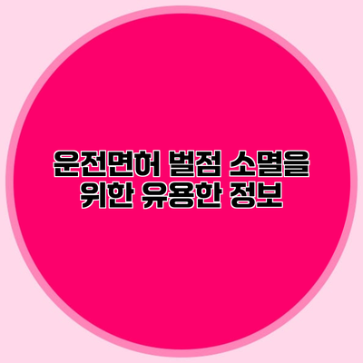 운전면허 벌점 소멸을 위한 유용한 정보