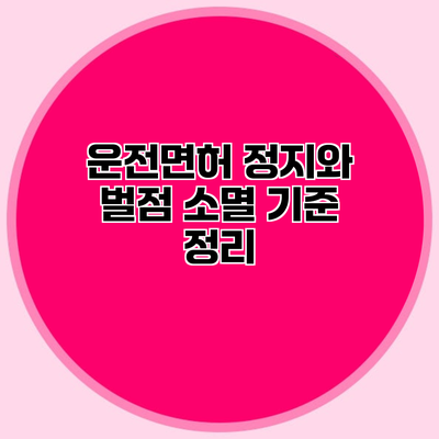 운전면허 정지와 벌점 소멸 기준 정리