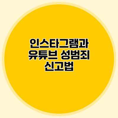 인스타그램과 유튜브 성범죄 신고법