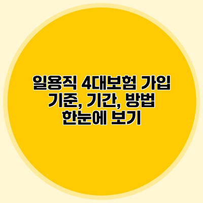 일용직 4대보험 가입 기준, 기간, 방법 한눈에 보기